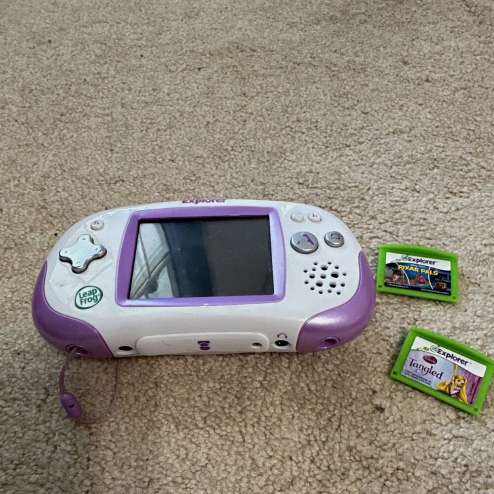 LeapFrog Leapster Explorer Purple/White w/ 2 Games Pixar Pals & Tangled 4-9